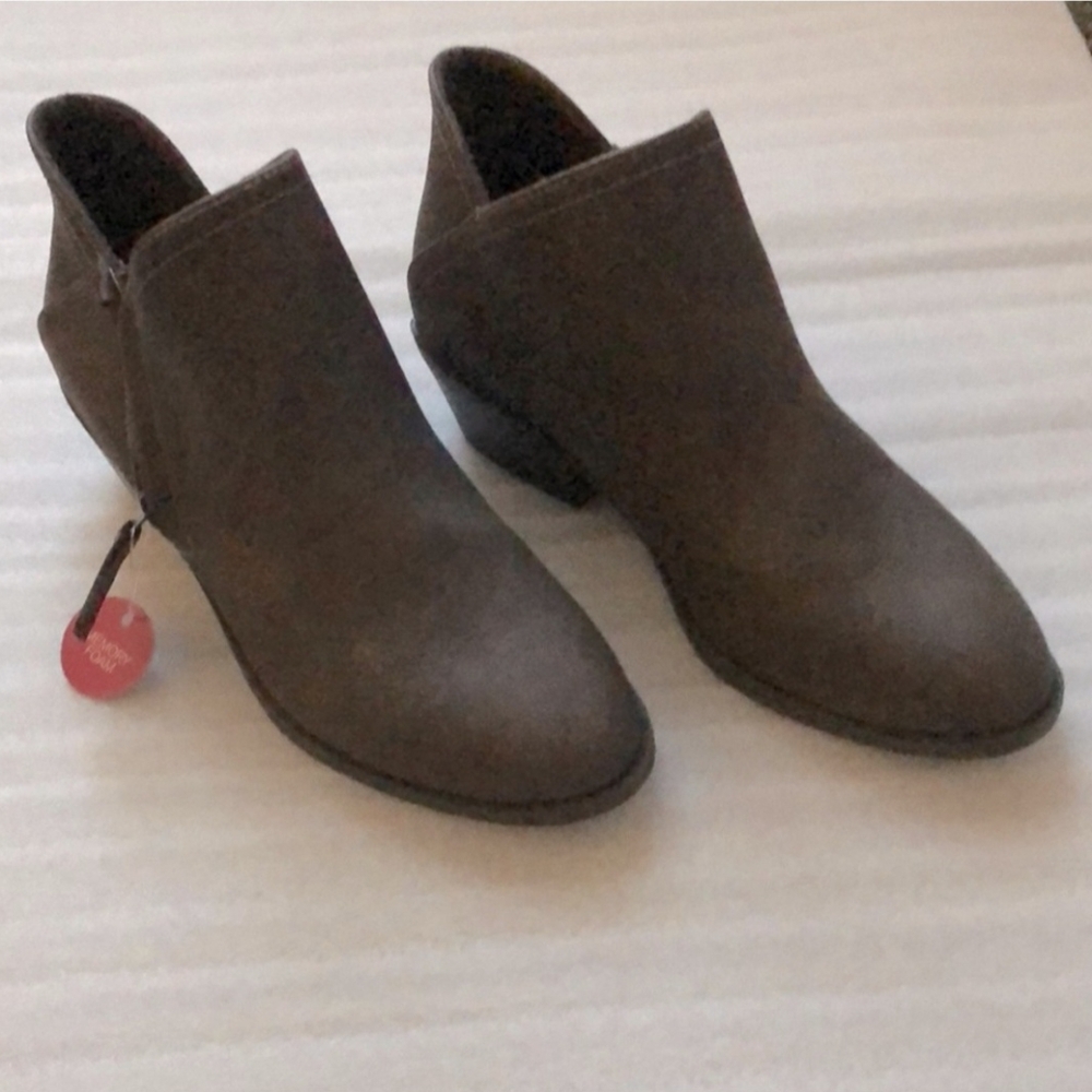 SO Vegan Leather Brown Ankle Booty Size 7M